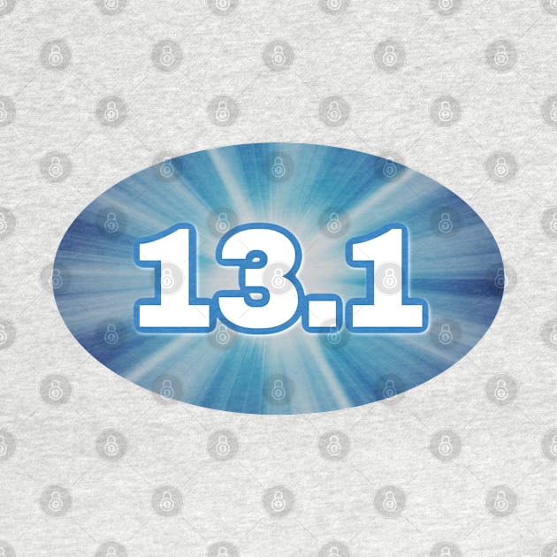 13 1 Half Marathon Blue Radiant Light Burst by DesignsbyZazz